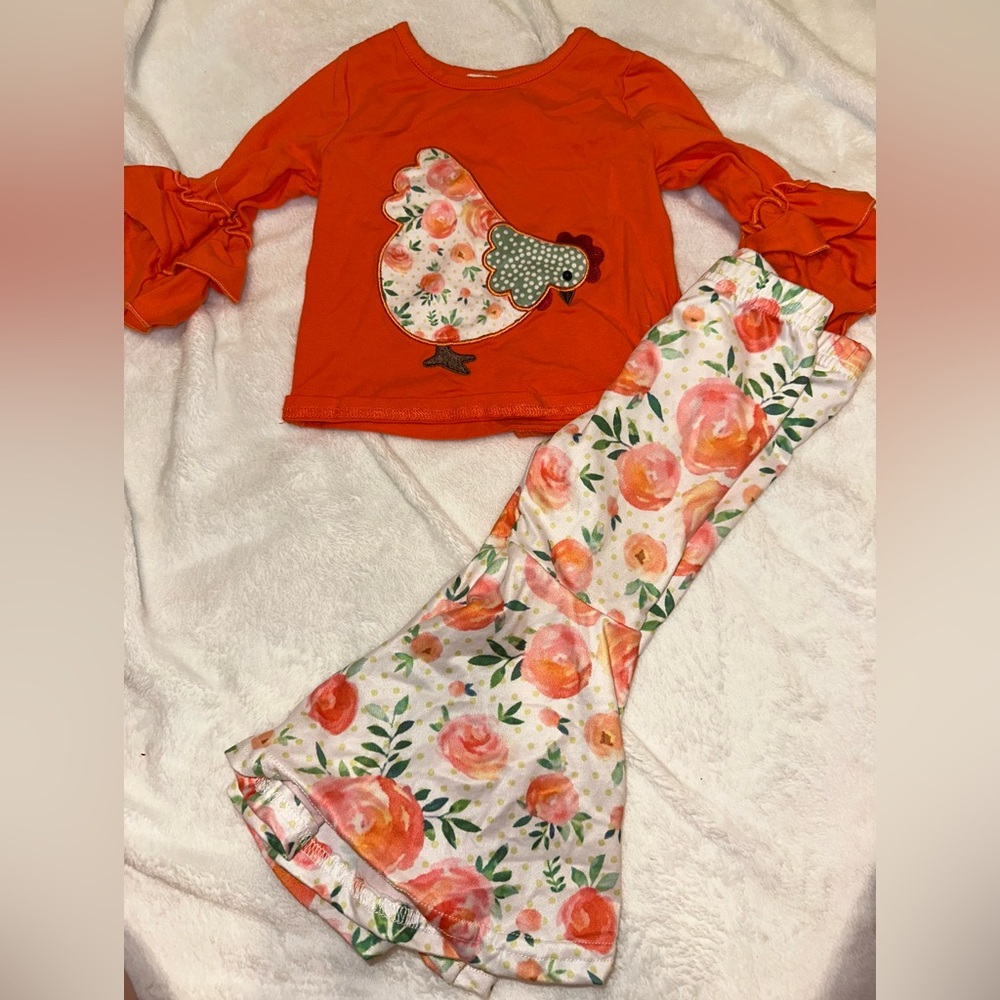 Marie Nicole Baby Turkey Outfit Bell Bottoms Size 3XS or 6-9m Worn Once!